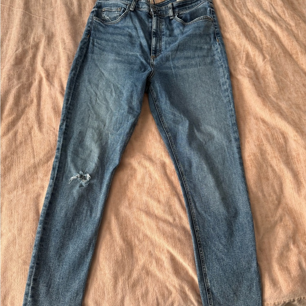 rag & bone Distressed Blue Straight Leg Jeans